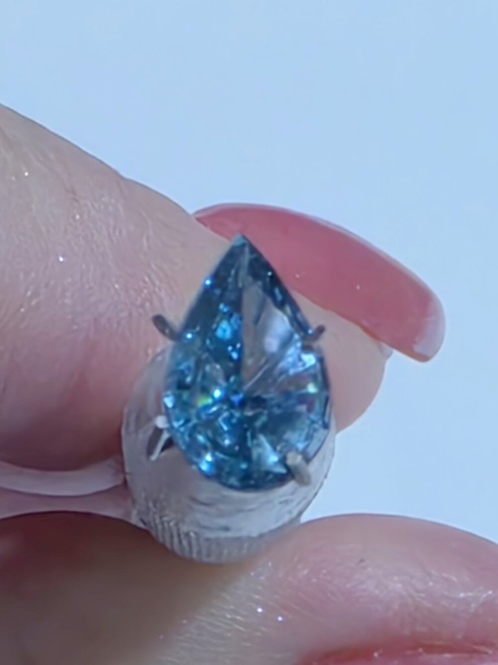 CERTIFIED 0.91 ct Natural Blue Diamond Pear Cut Loose Gemstone